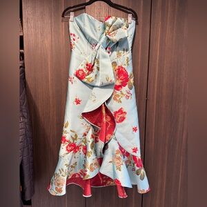 Mestiza - Floral Strapless Ruffle Dress
